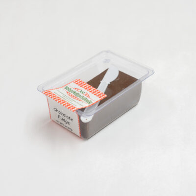 Chocolate Fudge in 1/2 lb. packaging.