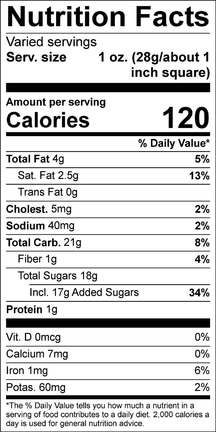 Chocolate Walnut Fudge Nutritional Facts