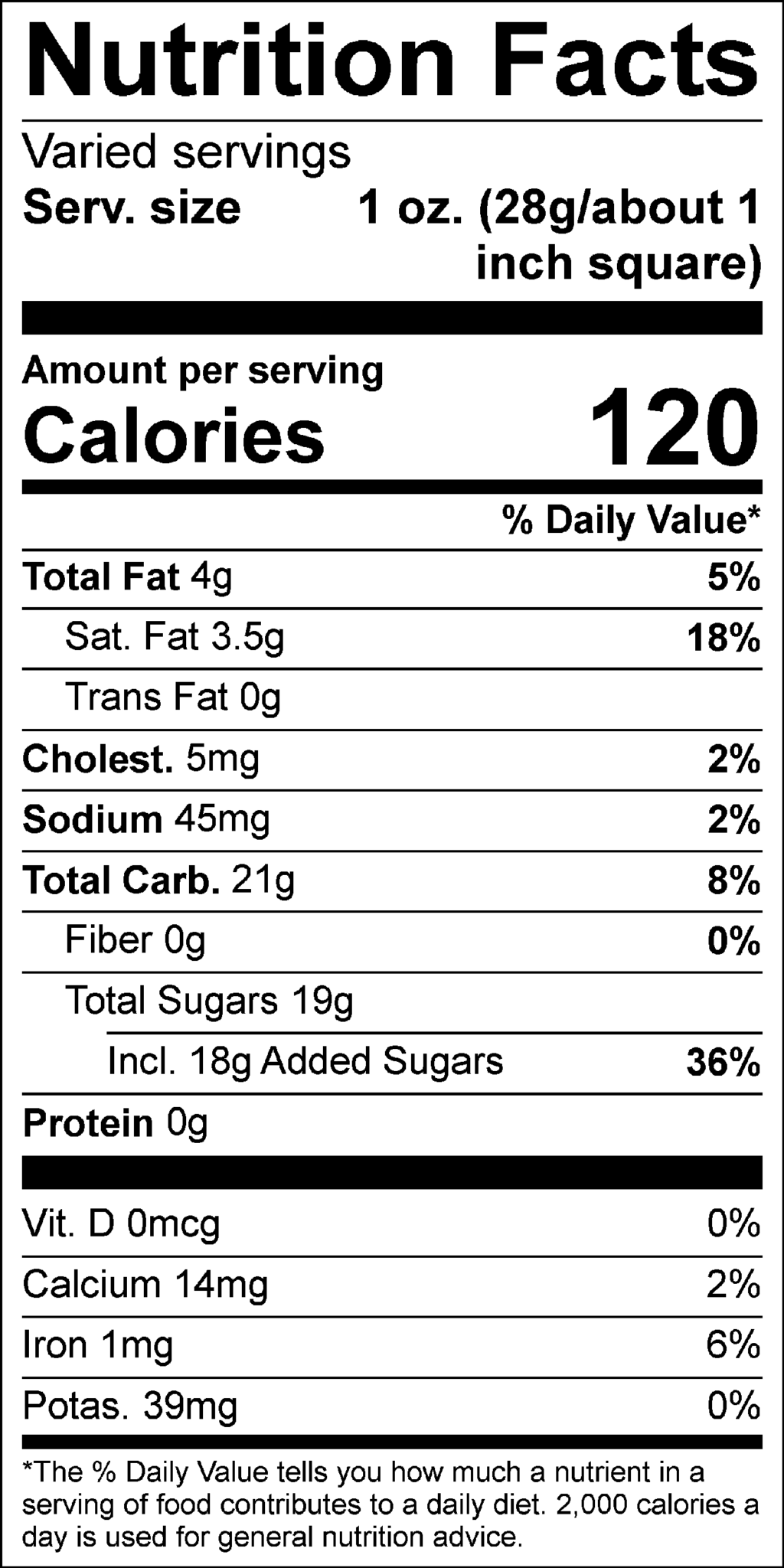 Mint Chocolate Fudge Nutrition Facts