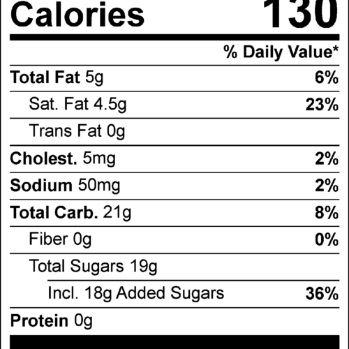 Orange Cream Fudge Nutrition Facts