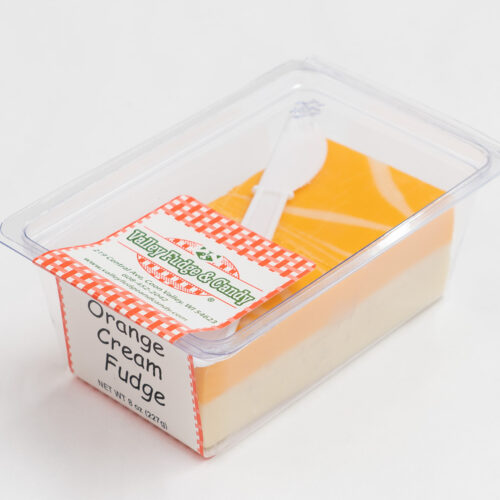 Orange Cream Fudge in 1/2 lb. packaging.