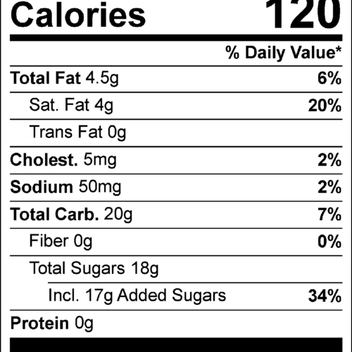Caramel Vanilla Swirl Fudge Nutritional Facts