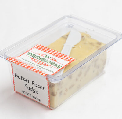 Butter Pecan Fudge in 1/2 lb. packaging.
