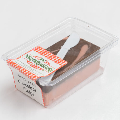 Amaretto Chocolate Fudge bar in packaging.