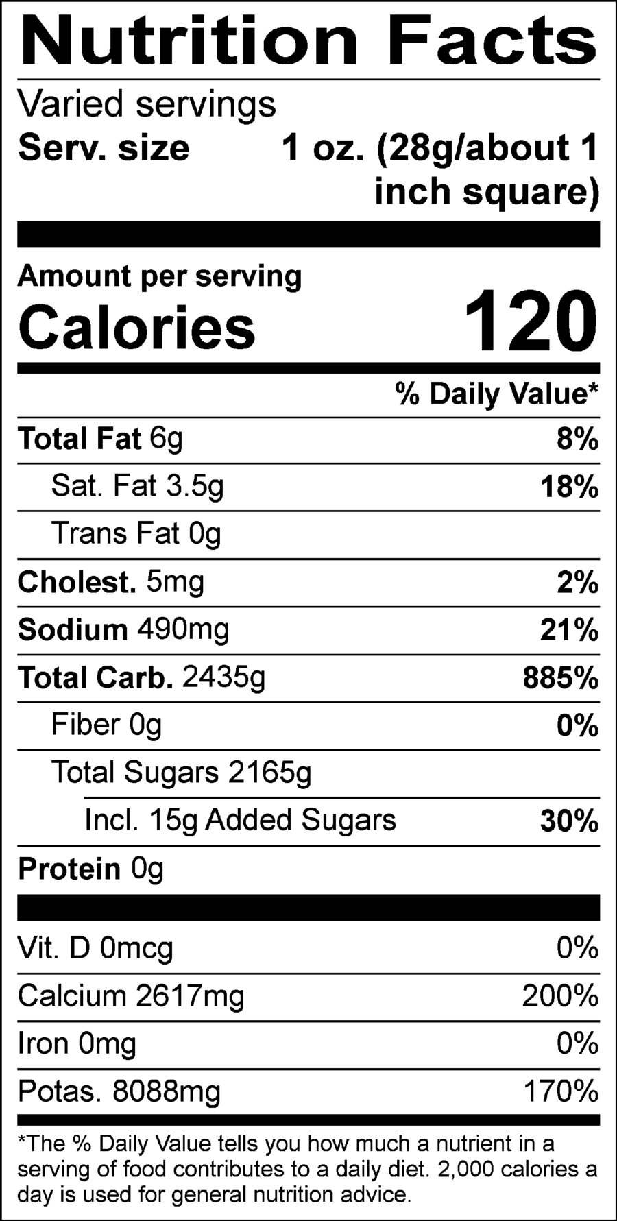 Bourbon Maple Pecan Fudge Nutritional Facts