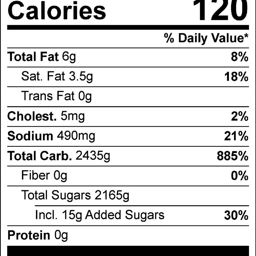 Bourbon Maple Pecan Fudge Nutritional Facts