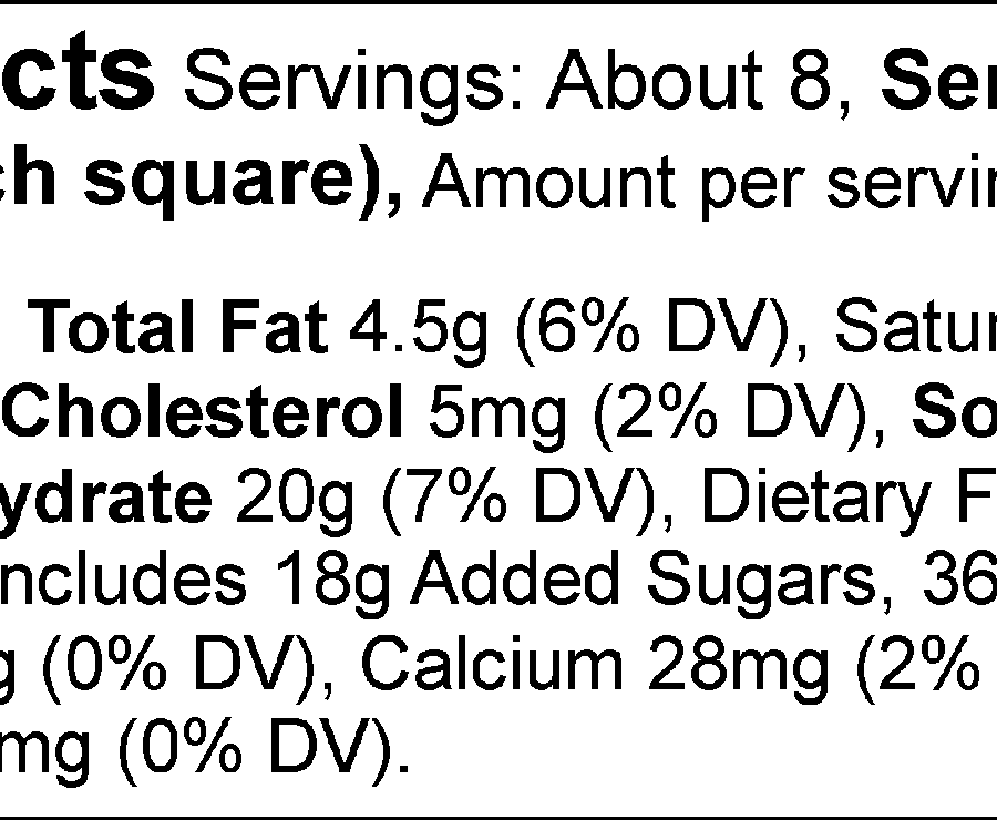 Mudslide Fudge Nutrition Facts