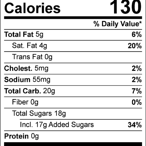 Vanilla Fudge with Butterfinger pieces nutrition facts.