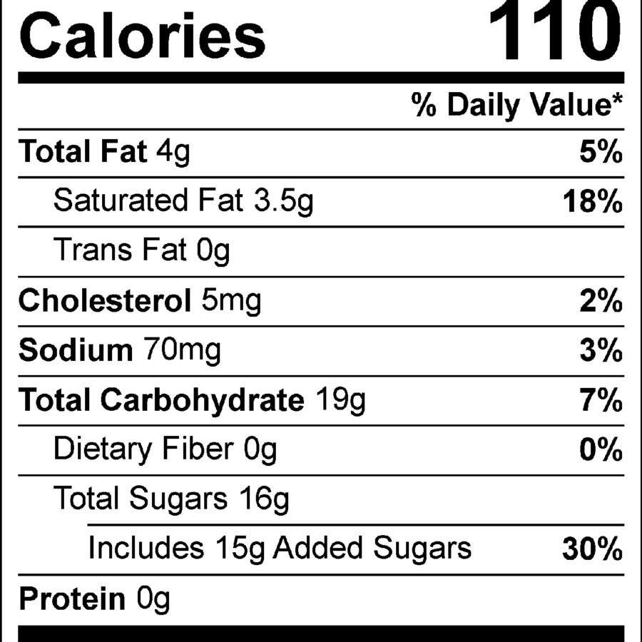 Salted Caramel Toffee Fudge nutrition facts.