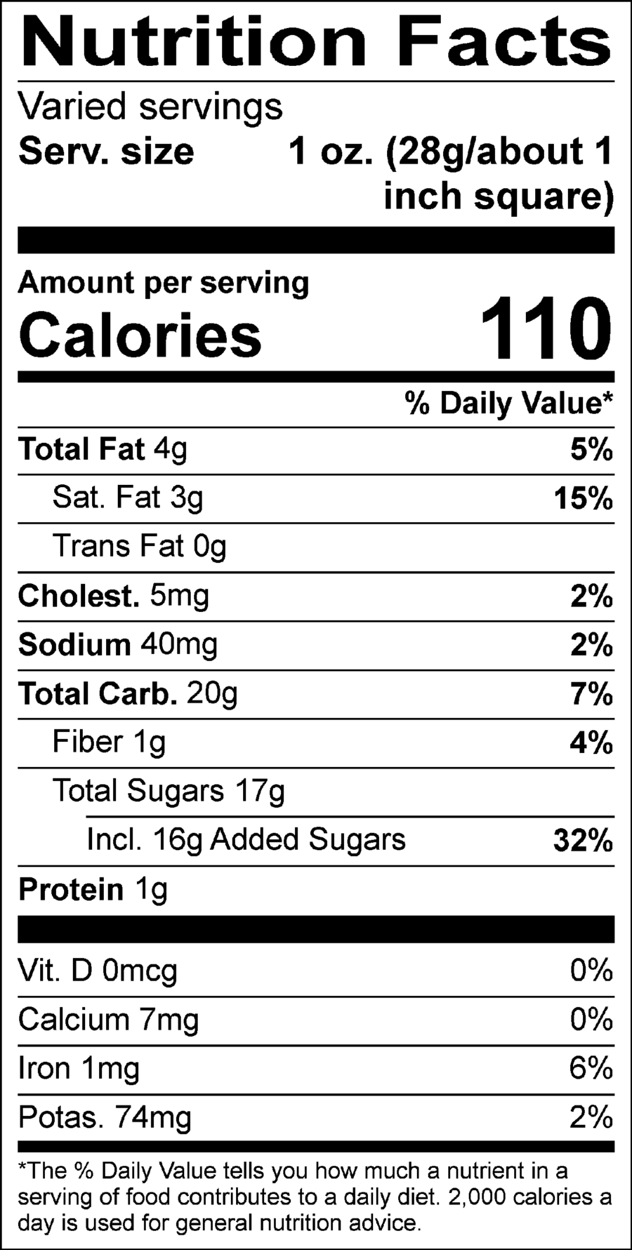 Dark Chocolate Fudge Nutrition Facts