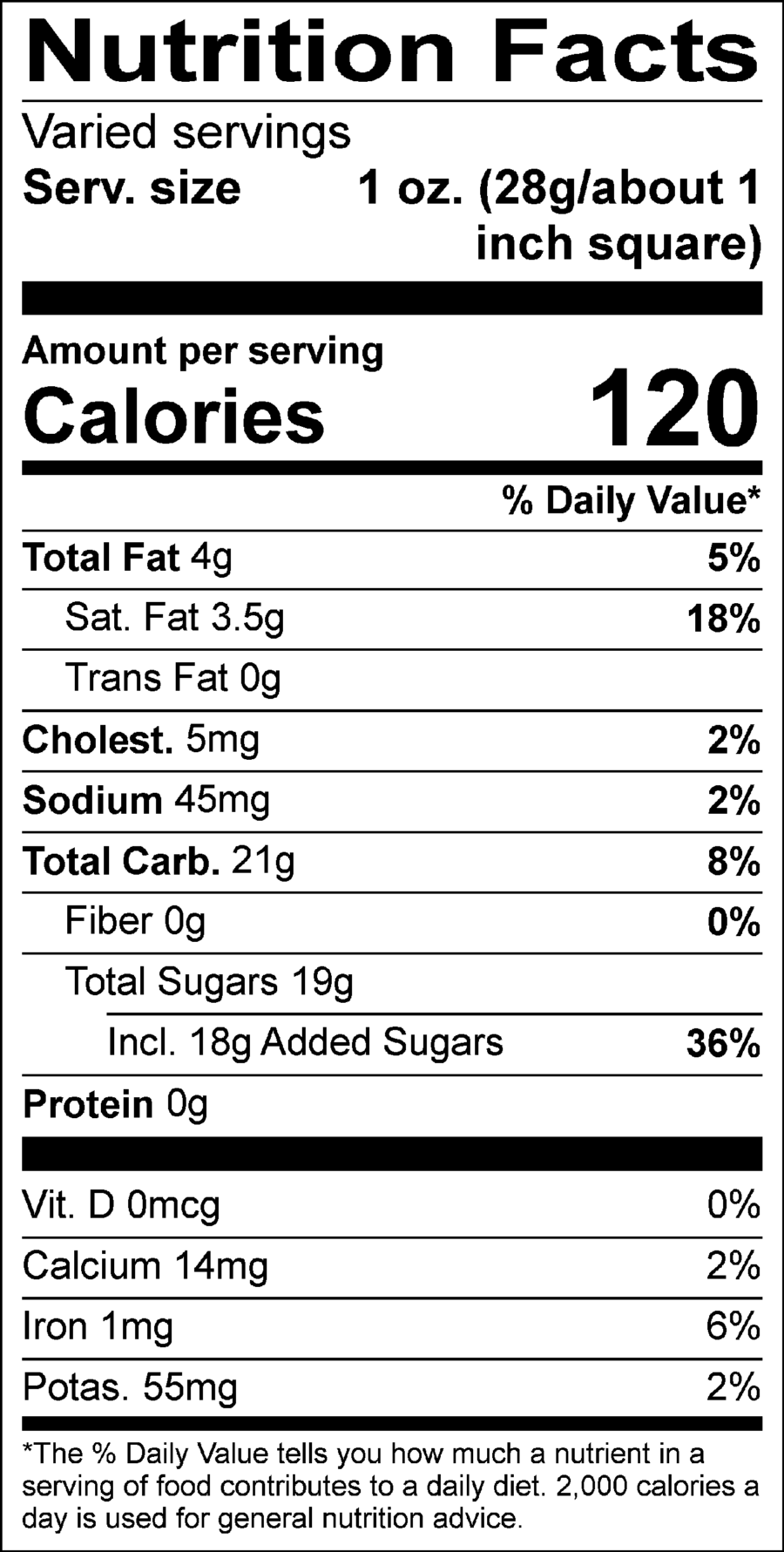 Dark Chocolate Lavender Fudge Nutritional Facts