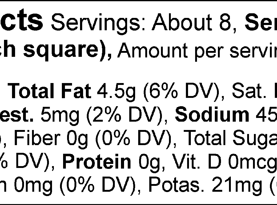 Pumpkin Spice Latte Fudge nutrition facts.