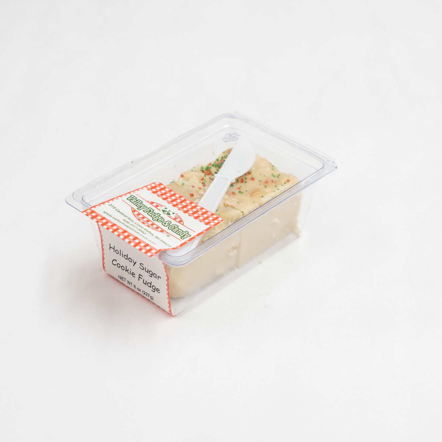 Holiday Sugar Cookie Fudge in 1/2 lb. packaging.