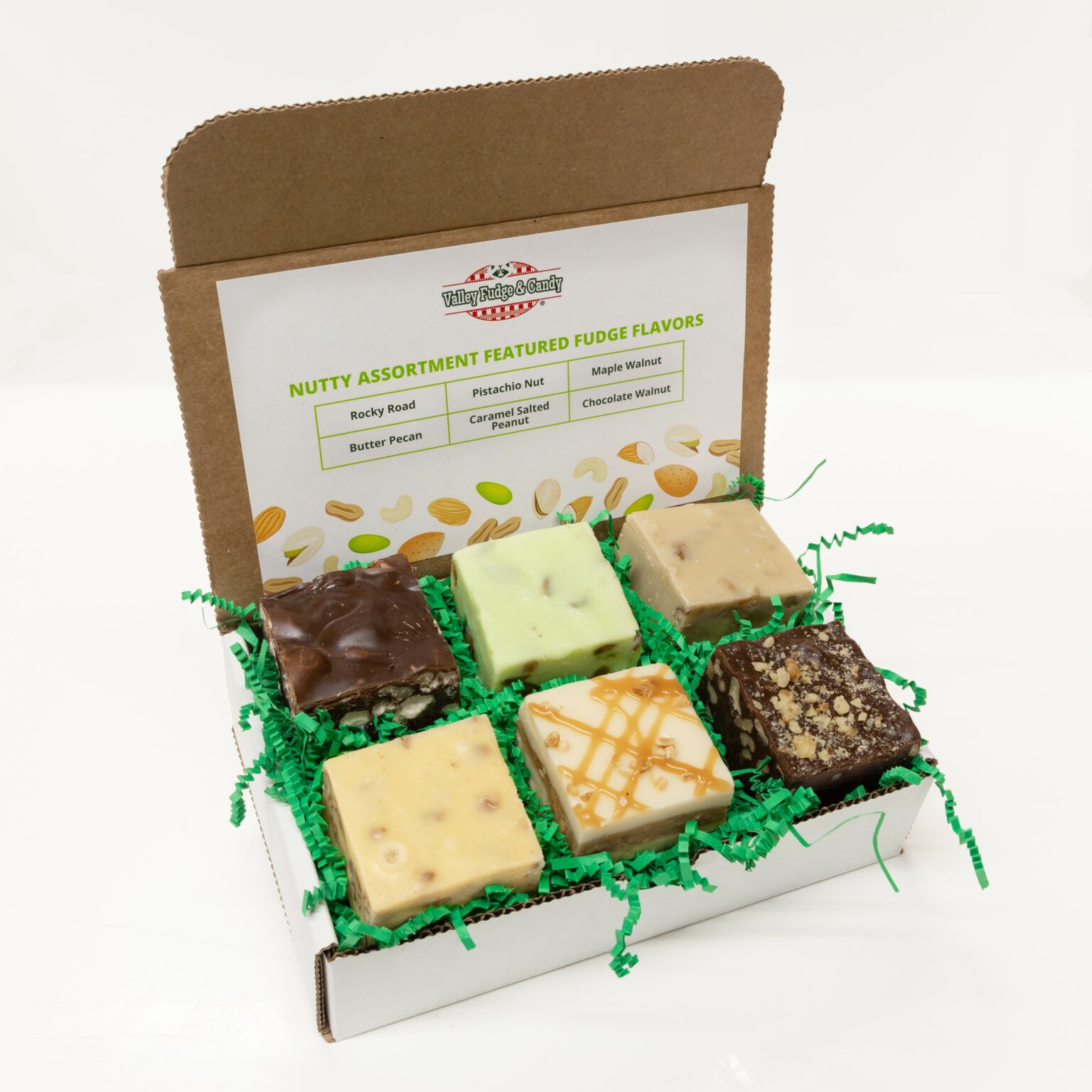 Nutty Assortment Fudge Gift Box - Opened Photo