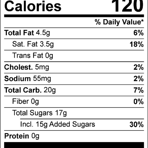 Blackberry Cobbler Fudge Nutritional Facts