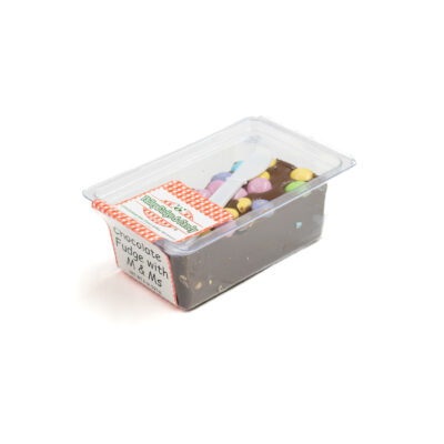 Chocolate Fudge with Pastel M&M's Packaging Photo