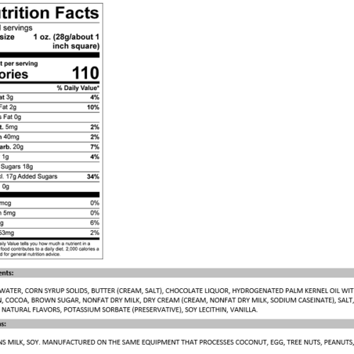 Chocolate Fudge Nutrition Facts and Ingredients.