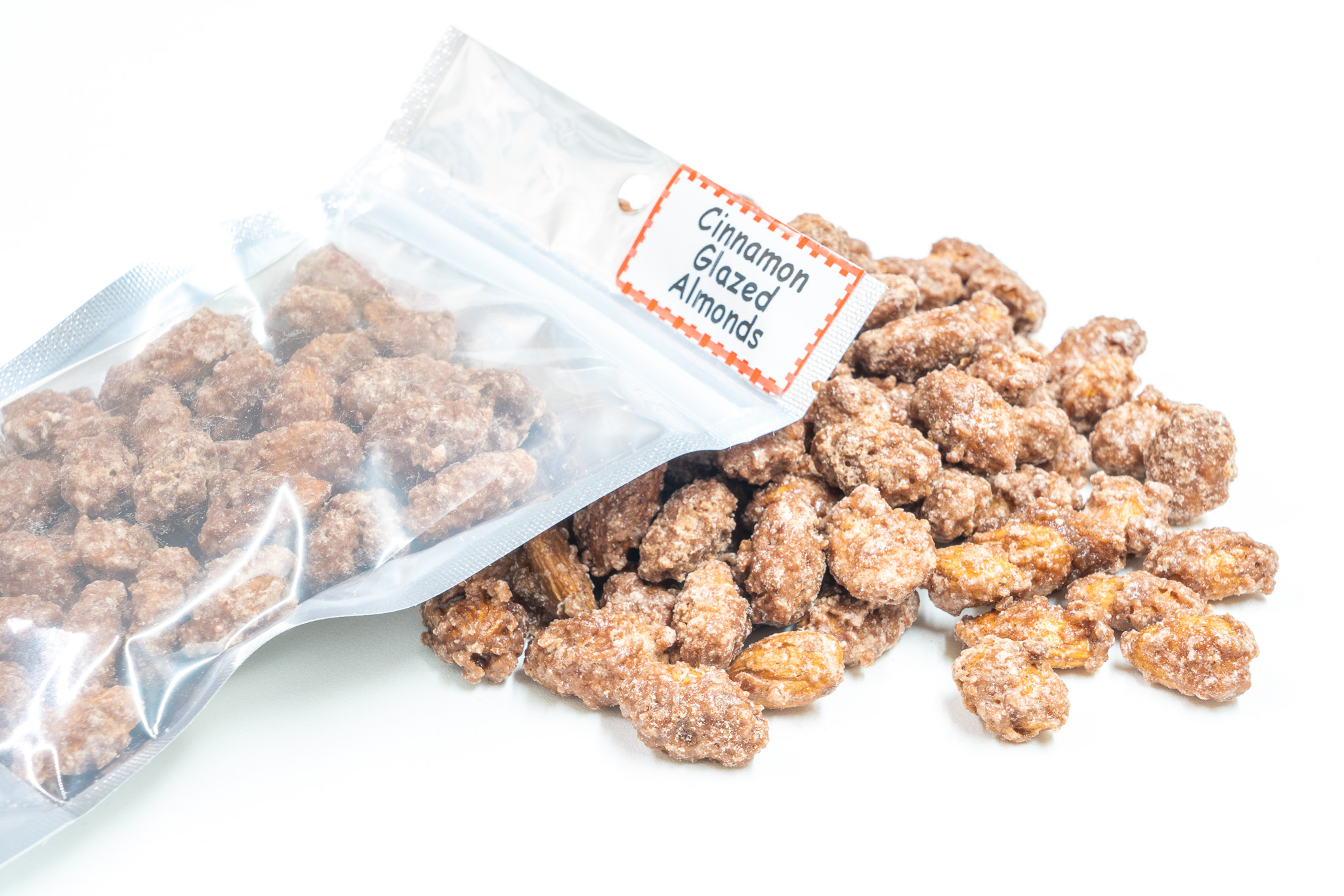 Cinnamon Glazed Almonds In and Out of Package