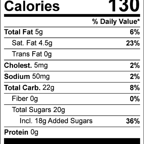 Honey Lavender Fudge Nutrition Facts