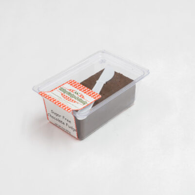 Sugar Free Chocolate Fudge in 1/2 lb. packaging.