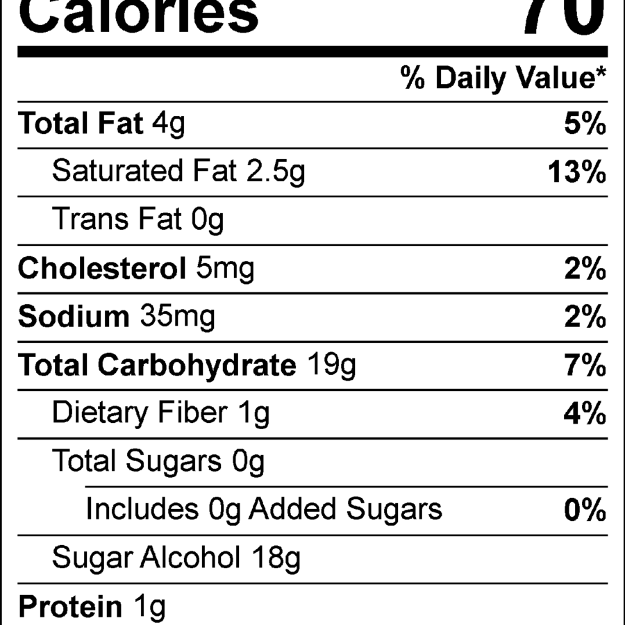 Sugar Free Chocolate Fudge nutrition facts.