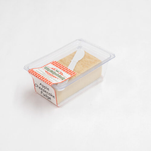 Apple Cheesecake Fudge in 1/2 lb. packaging.