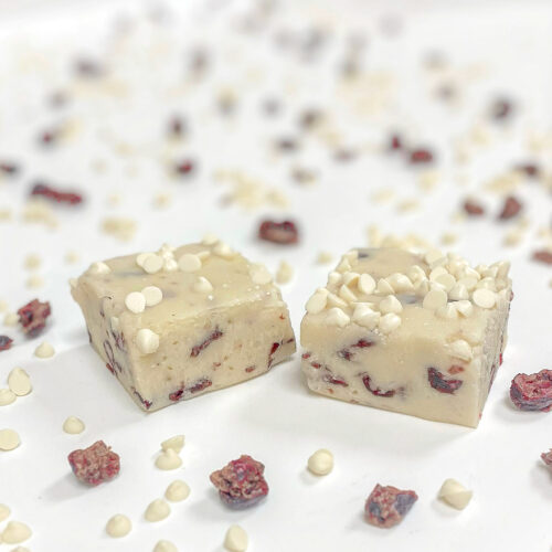 White Chocolate Cranberry Fudge product photo.